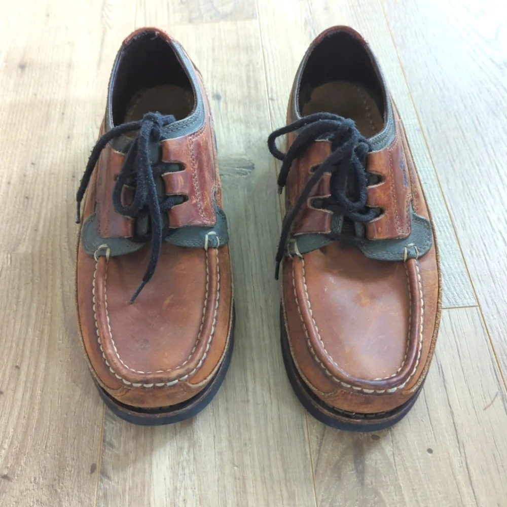 Sebago Mens 9W Brown Leather Shoes Casual Thick Sole